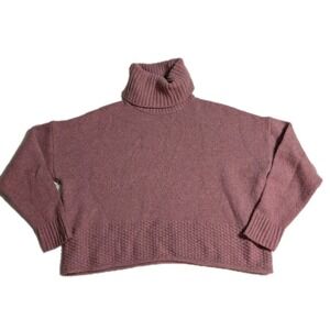 Madewell Women's Sweater M Dusty Rose Turtleneck Textured Knit Oversized
